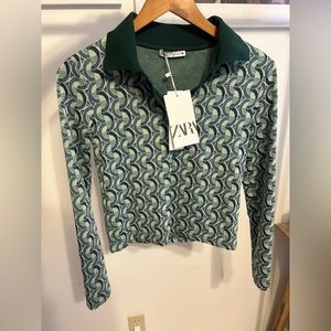 NWT Zara Fitted Long Sleeve Top